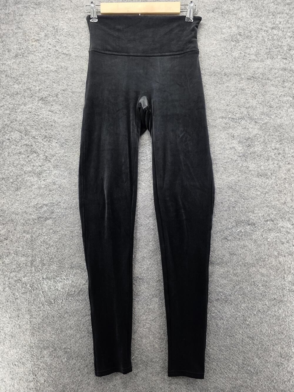Spanx Velvet Leggings Womens Medium Black High Waist Shaping Pull On Stretch